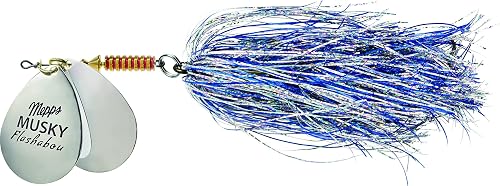 Mepps Double Blade Musky Flashabou, 1-1/2 oz, Silver/Blue product photo from Amazon